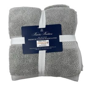 Brooks Brothers Set of 4 Premium Turkish Washcloths Light Gray NWT